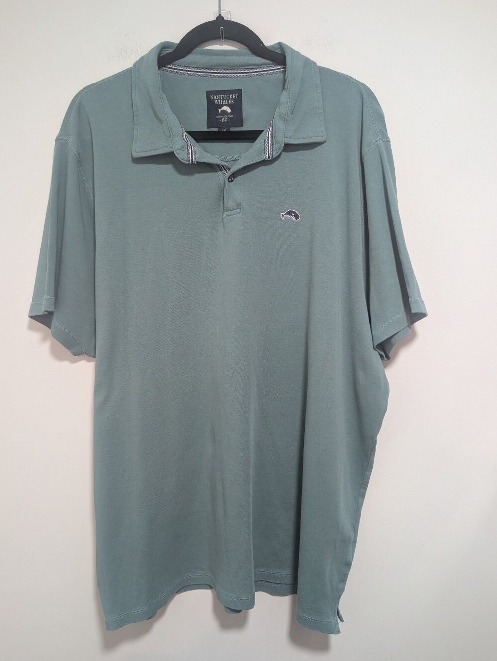 Nantucket Whaler | Embroidered Whale Logo Short Sleeve Polo Shirt In Blue-Green